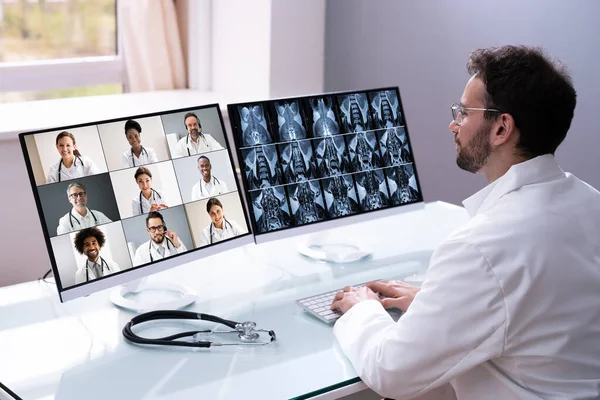 Médico Médico Tecnologia Videoconferência Aprendizagem Line — Fotografia de Stock