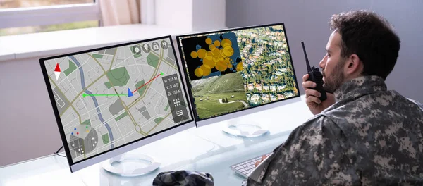 Военный Центр Обработки Данных Использованием Компьютерного Программного Обеспечения Атака Войны — стоковое фото