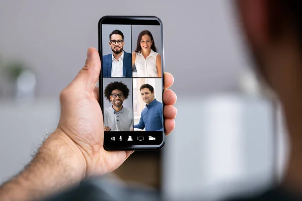 Virtuele Online Video Conferentie Webinar Call Phone — Stockfoto