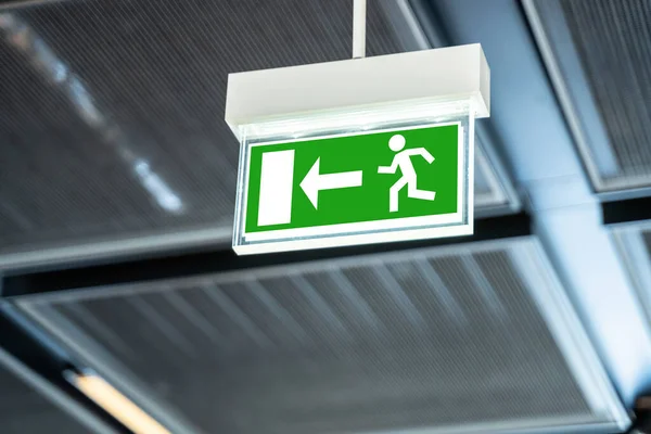 Emergency Evacuation Exit Sign Fire Caution Label — Stock Photo, Image