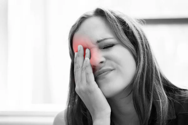 Glaucome Douleur Oculaire Fatigué Jeune Femme Vue — Photo