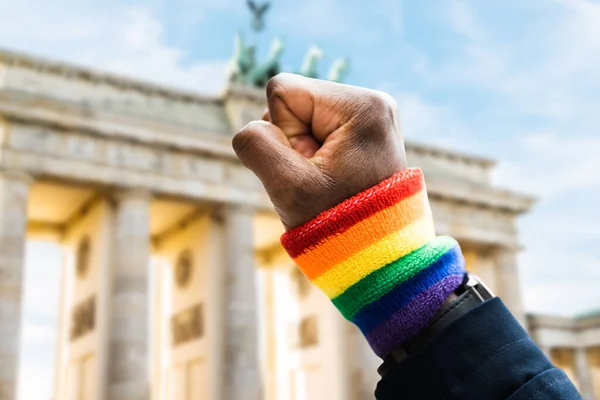 Lgbtq Gay Adam Protesto Etti Berlin Dövüş — Stok fotoğraf