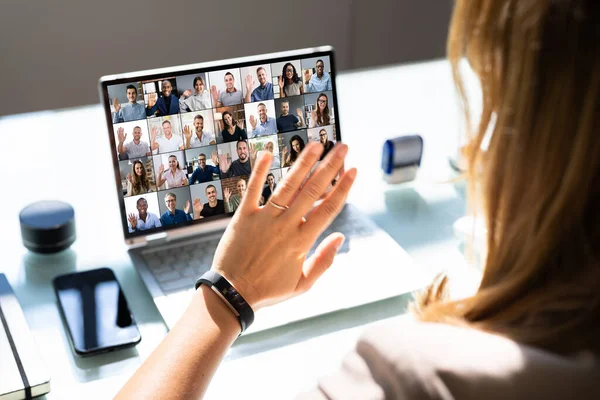 Online Werk Videoconferentie Webinar Computer — Stockfoto