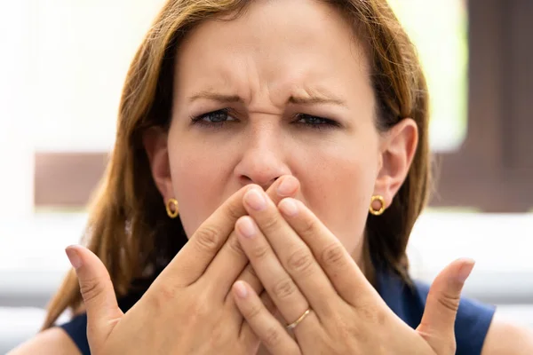 Bad Breath Smell Problem. Young Person Problem