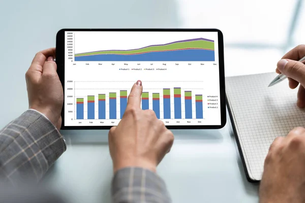 Graph Data Chart Tablet Office — Stock Photo, Image