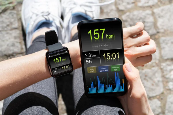 Smart Watch Health Gadżet Biegania Aplikacja Biegowa — Zdjęcie stockowe