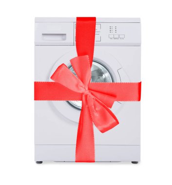 Clean Washer Machine Front Isolated. Laundry Equipment