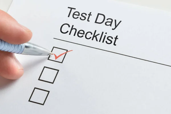 Checklista För Testdagsplanering Kontrolllista För Handfyllning — Stockfoto