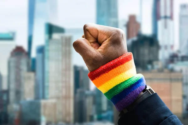 Lgbtq Gay Homem Protesto Luta Rua — Fotografia de Stock