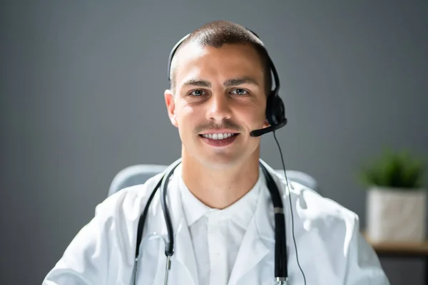 Lekarz Online Wideokonferencji Call Chat — Zdjęcie stockowe