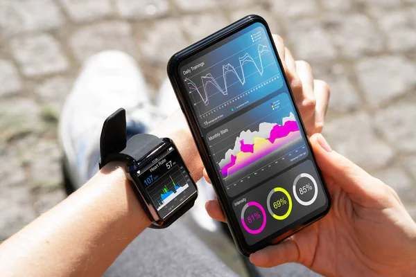 Smart Watch Health Gadżet Biegania Aplikacja Biegowa — Zdjęcie stockowe