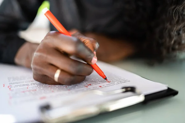 Roteiro Revisão Sentença Gramática Spell Check Erros Corretos — Fotografia de Stock