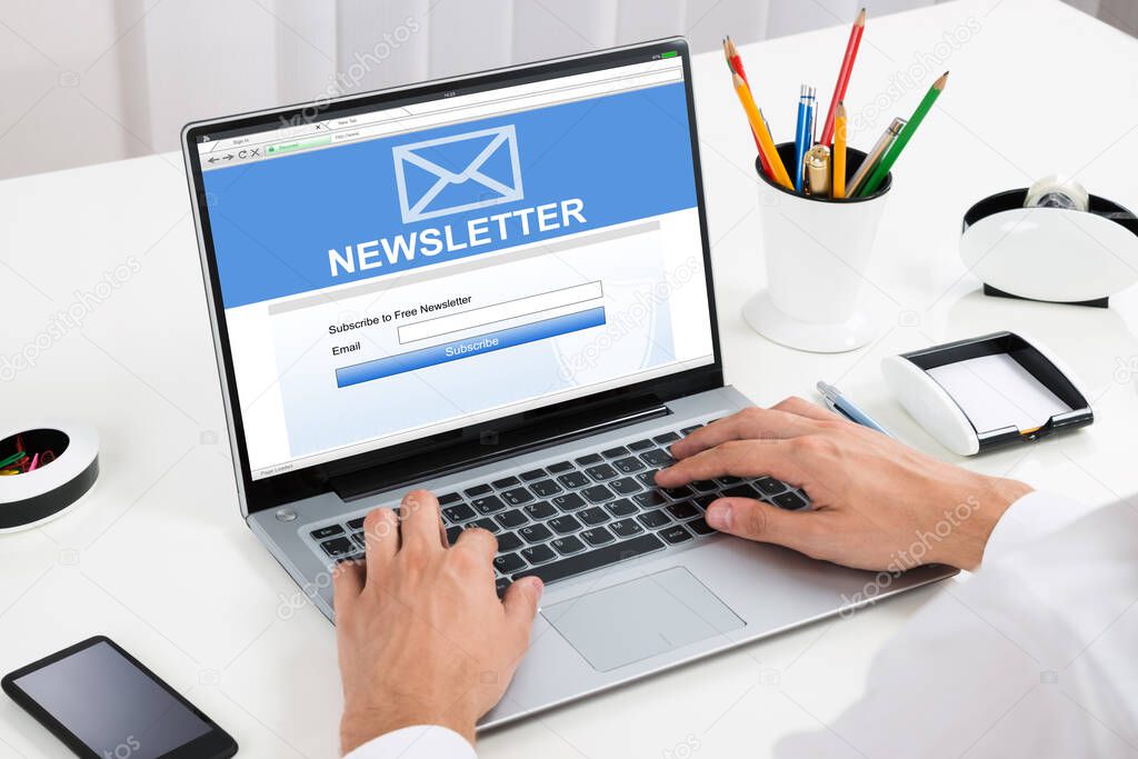 Business Newsletter Membership Subscribe. Internet Technology And Online Advertising