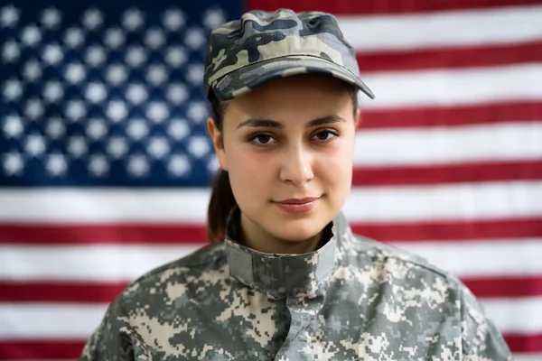 Army Military Soldier Veteran Portrait Flag — Stock Photo, Image