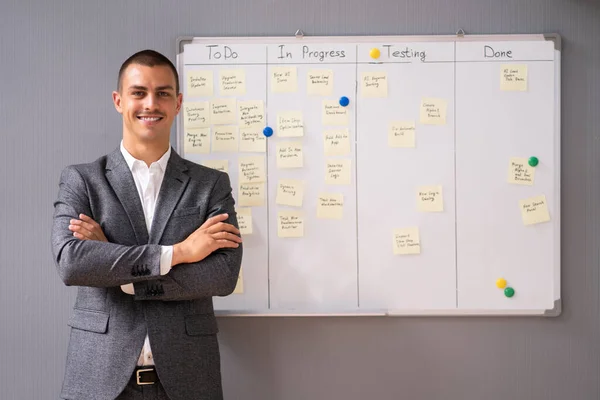 Kanban Business Board Aan Muur Office — Stockfoto