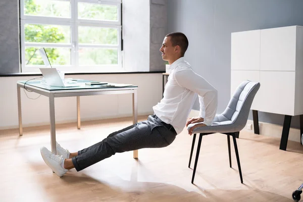 Chair Triceps Dip Office Workout Exercise Desk — Stock Photo, Image