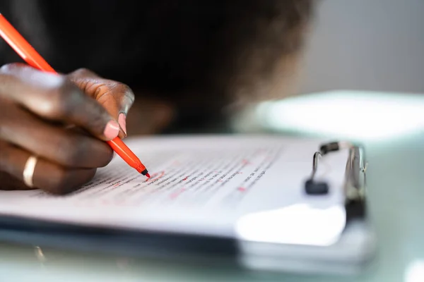 Roteiro Revisão Sentença Gramática Spell Check Erros Corretos — Fotografia de Stock