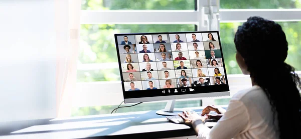 Online Videoconferentie Webinar Remote Call Meet — Stockfoto