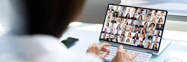 Online Digital Videokonferenz Webinar Anruf Aus Der Wirtschaft — Stockfoto