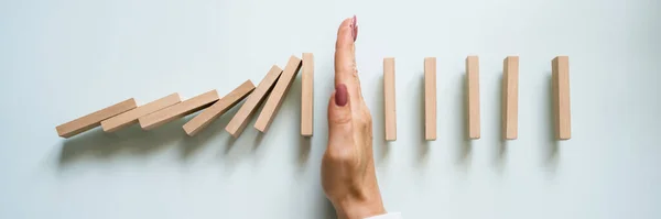 Domino Gioco Caduta Prevenzione Cambiare Continuità — Foto Stock