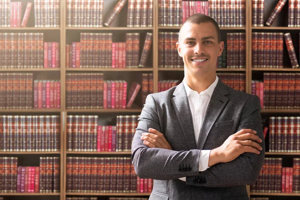 Young Attorney Lawyer Courtroom Books — Stock Photo, Image