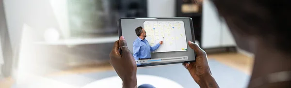 Formazione Online Videoconferenze Virtuali Computer Tablet — Foto Stock