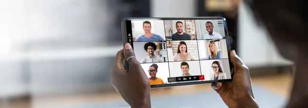 Afrikanerin Webinar Einer Virtuellen Lernkonferenz — Stockfoto