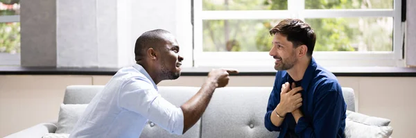 Gay Couple Fighting Each Other Frustrated Men Arguing — Stock Photo, Image