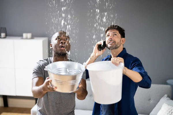 Plumber Needed Leaking Roof House Repair — Stock Photo, Image