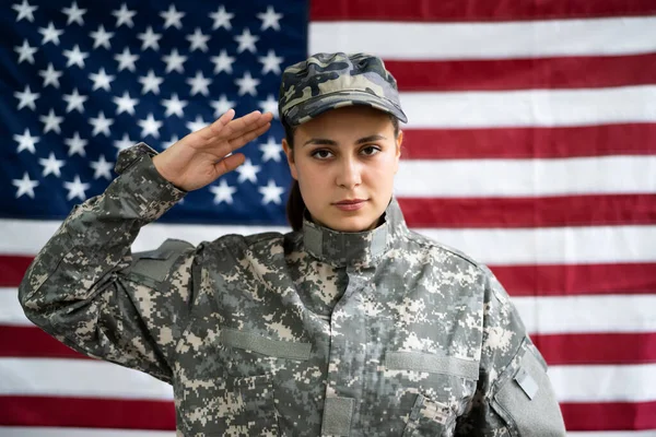 Army Military Soldier Veteran Portrait Flag — Stock Photo, Image