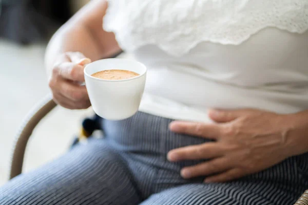 Kafe Břicho Ache Kyselina Trávicí Bolest Zdravotní Riziko — Stock fotografie