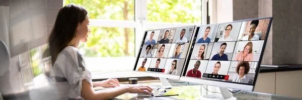 Online Video Conference Digital Webinar Screen — Stock Photo, Image