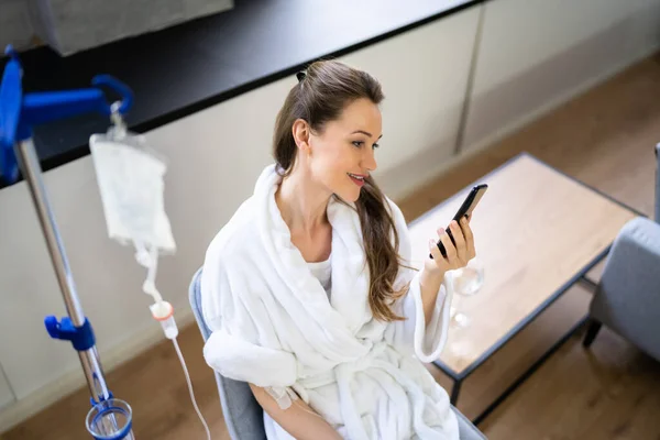 Infusión Vitamina Terapia Goteo Mujeres Sangre — Foto de Stock