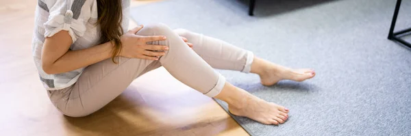 Slip Fall Accident Woman Lying Slippery Floor — Stock Photo, Image