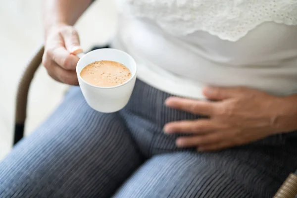 Kafe Břicho Ache Kyselina Trávicí Bolest Zdravotní Riziko — Stock fotografie