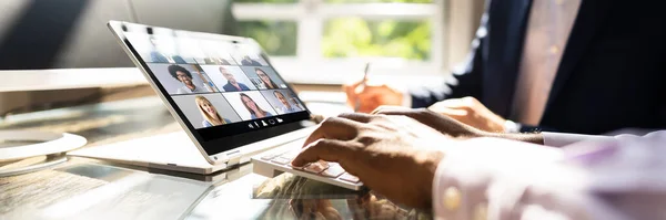 Webinar Treffen Büro Lernen Auf Hybrid Tablet — Stockfoto