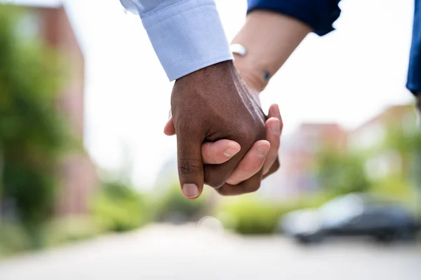 Gay Couple Holding Hands African American Men Relationship — Stock Photo, Image