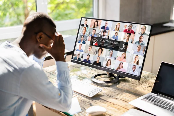 Videomöte Online Dålig Anslutning Och Dålig Signal — Stockfoto