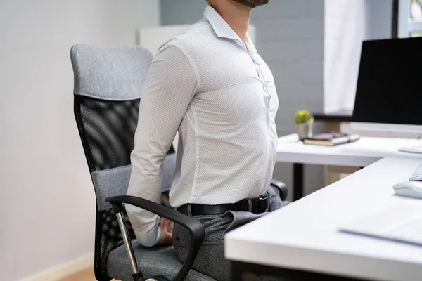 Stretching Yoga Office Workout Business Computer Desk — Fotografie, imagine de stoc