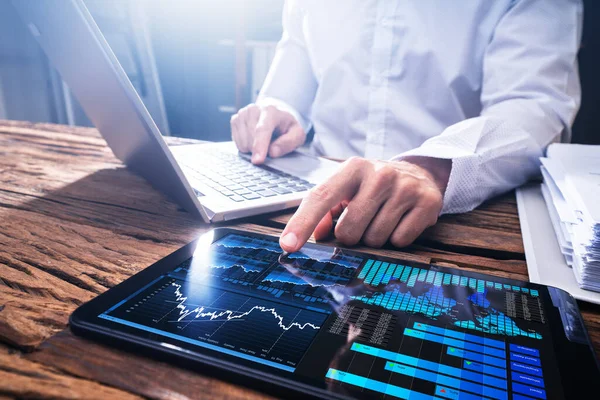 KPI Analytics Dashboard And Graph On Tablet Screen