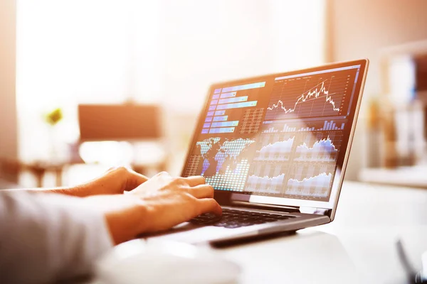 Kpi Dashboard Análisis Datos Computadora Negocios — Foto de Stock