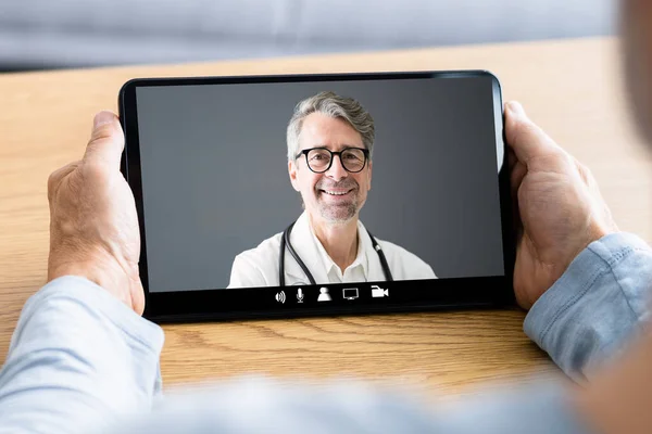 Patient Telemedicin Videosamtal Med Läkare — Stockfoto