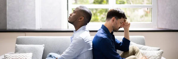 Casal Gay Conflitos Divórcio Infeliz Triste — Fotografia de Stock