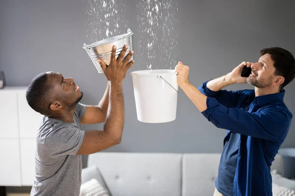 Plumber Needed Leaking Roof House Repair — Stock Photo, Image