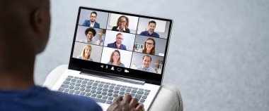 Çevrimiçi video konferansı bilgisayarda Webinar. İş Videosu Konferansı