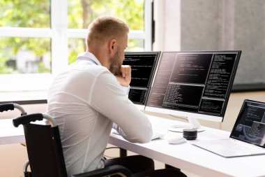 Bilgisayar Programcısı Ofisteki Bilgisayar Kodu Yazıyor