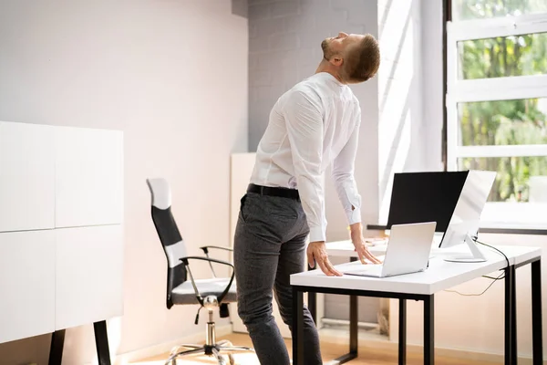 Stretching Yoga Office Workout Business Computer Desk — Fotografie, imagine de stoc