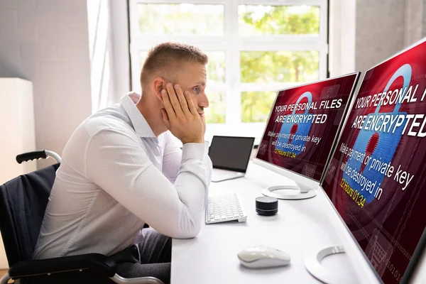 Ransomware Malware Angriff Gehackter Business Computer Cyber Sicherheitslücke — Stockfoto