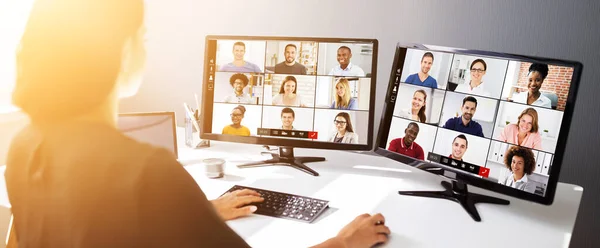 Virtual Remote Business Staff Training Meeting Presentatie — Stockfoto