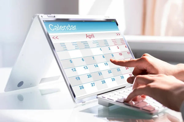 Ordre Jour Hebdomadaire Dans Calendrier Sur Tablette Hybride Horaire Des — Photo